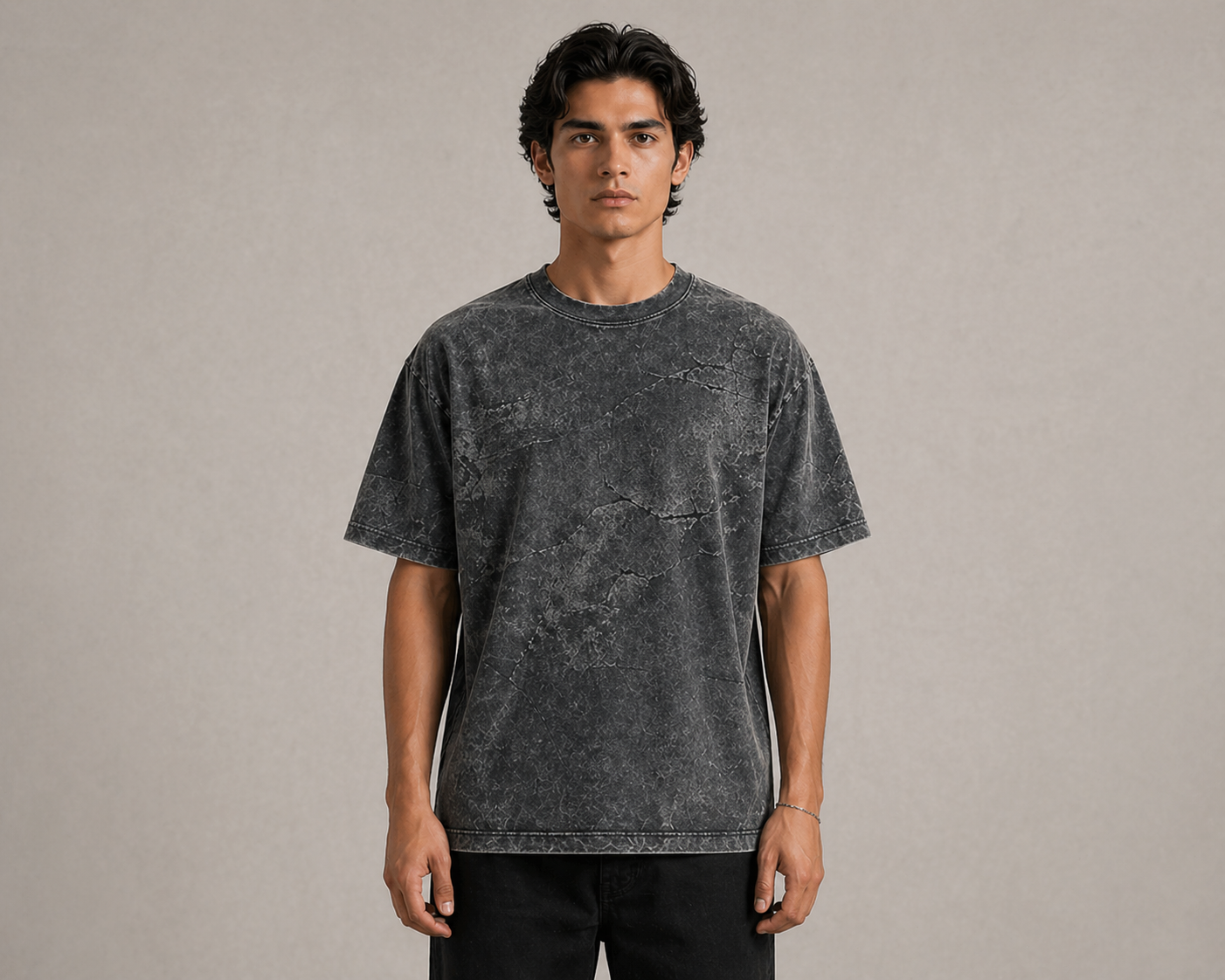 Men’s Acid Wash Oversized T-Shirt – Premium Vintage Textured Streetwear Tee