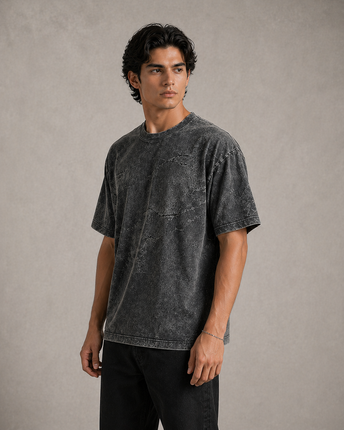 Men’s Acid Wash Oversized T-Shirt – Premium Vintage Textured Streetwear Tee - Image 3