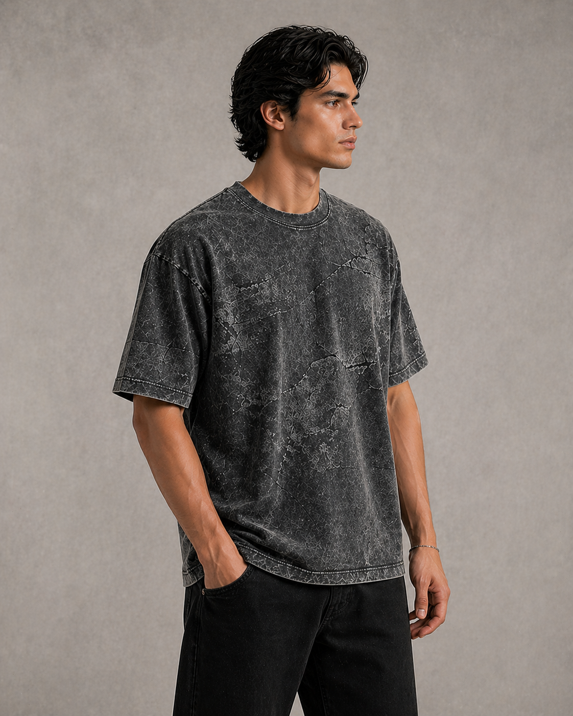 Men’s Acid Wash Oversized T-Shirt – Premium Vintage Textured Streetwear Tee - Image 4