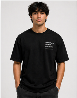 Men’s Oversized Graphic T-Shirt – Discipline Builds Freedom Premium Streetwear - Image 4