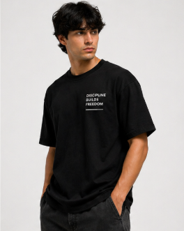 Men’s Oversized Graphic T-Shirt – Discipline Builds Freedom Premium Streetwear - Image 3